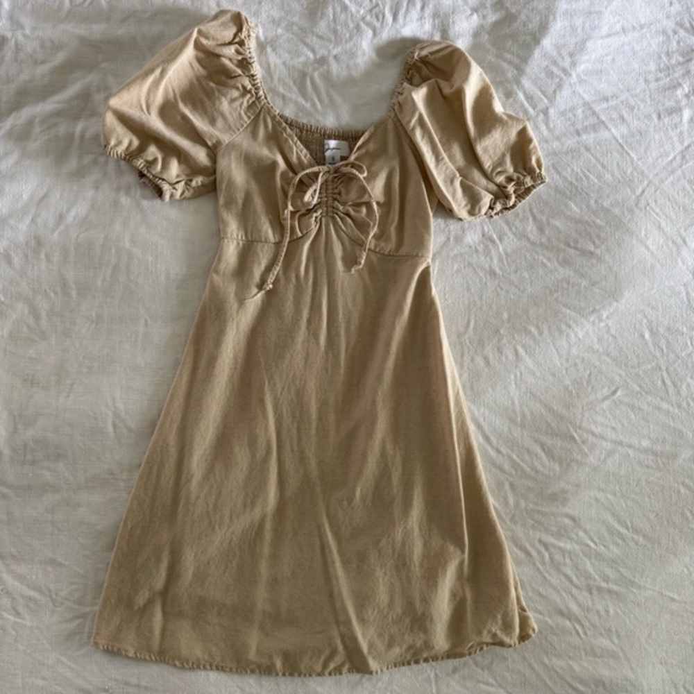 Japna Tan Puff Sleeve Dress
